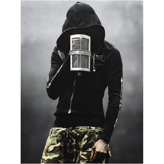 Opium YVL style Playboicarti riding upper body MUSIC printed tight zipper hooded jacket image 0