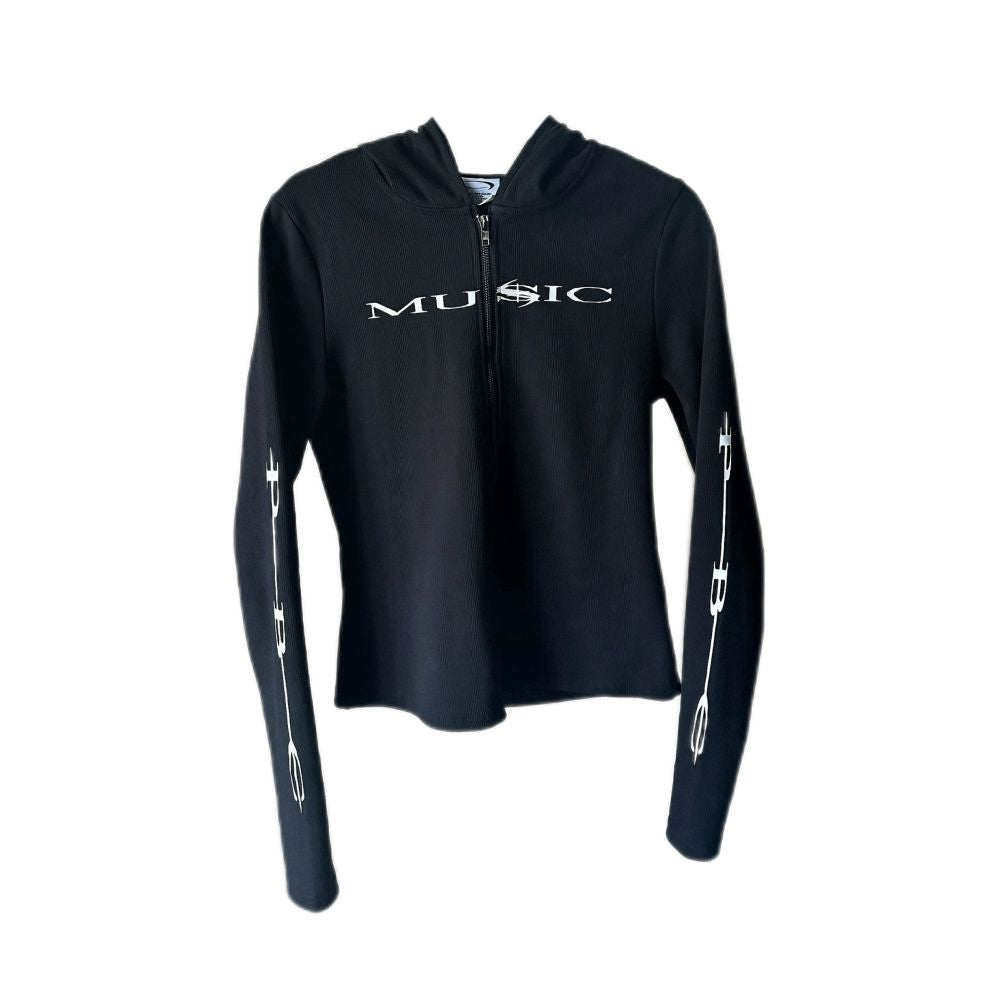 Opium YVL style Playboicarti riding upper body MUSIC printed tight zipper hooded jacket image 5