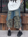 Camo Denim Jorts Distressed