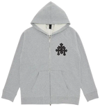 Chrome Hearts Paper Jam Triple Leather Cross ZipUp Hoodie 'Grey Heather'