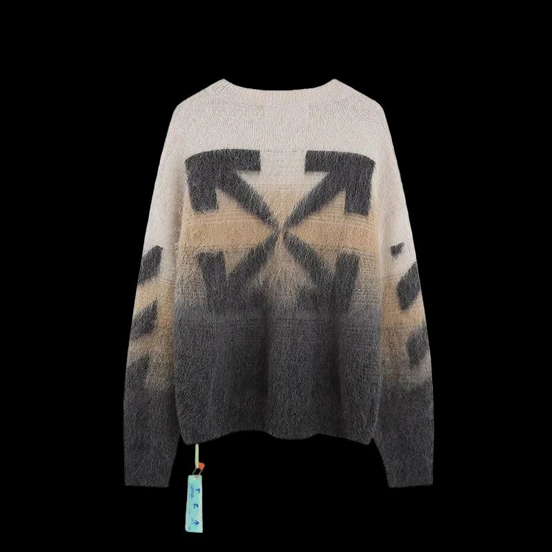 Off-White Brushed Mohair Diag Arrows Logo Knit Sweater
