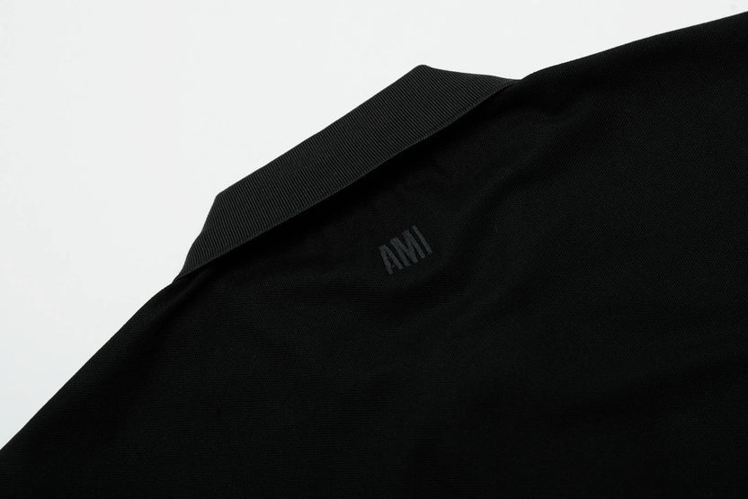 BLACK COTTON AMI DE COEUR POLO SHIRT