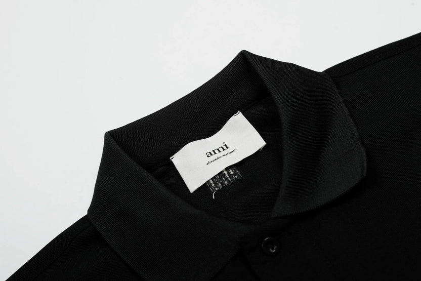 BLACK COTTON AMI DE COEUR POLO SHIRT