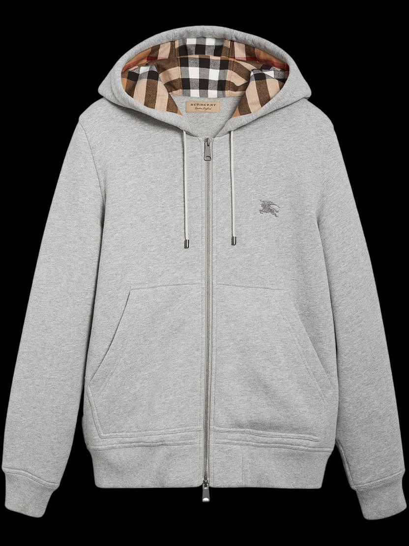 Burberry ZipUp Hoodie With Check Hood
