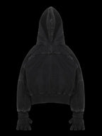 Shine Luxury Studios Fingerless Gloves Washable ZipUp Hooded Short Jacket Coat