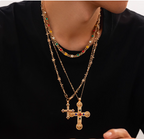 Silver/Gold Chain Cross Stack Neckchain