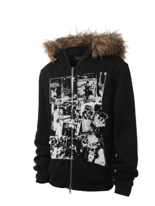 Y2K Fur Hood Zip Up
