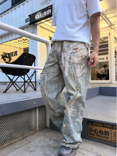 Acne Studios FW25 1981 Pearl Lace Chain Denim