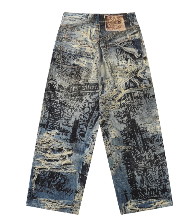 Roaring Eyes 25SS Distressed Digital Print 1981M Denim