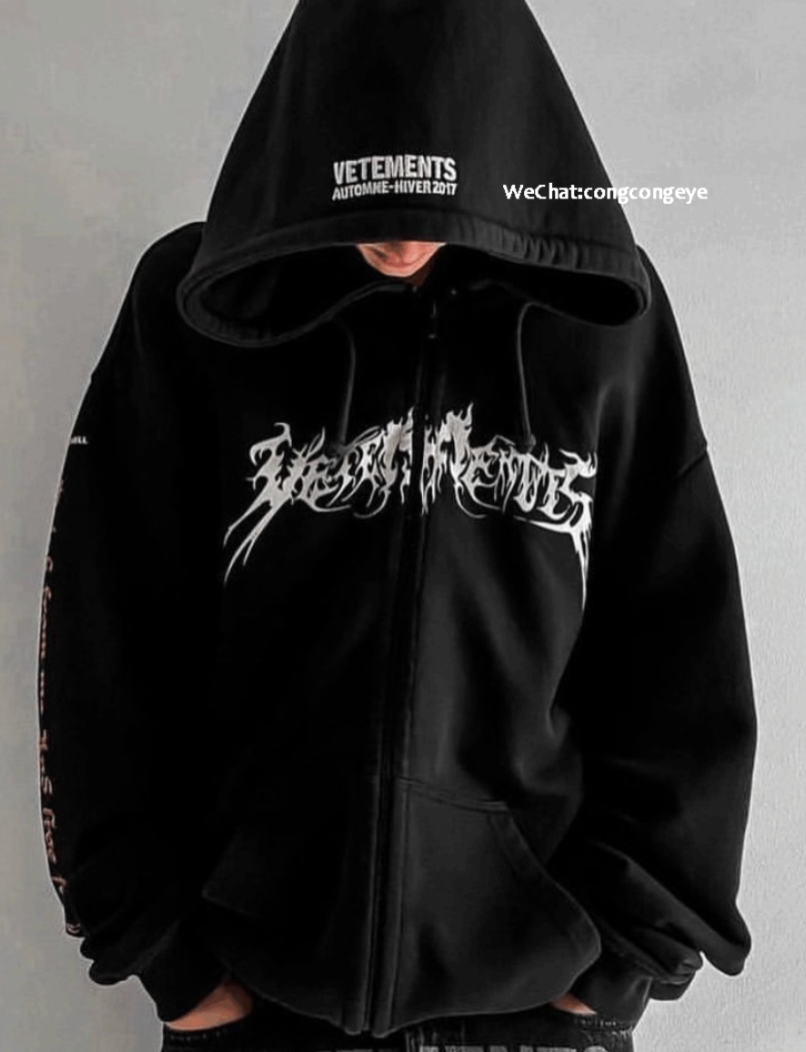 Vetements Total Fucking Darkness Zip Up Hoodie
