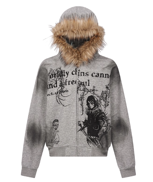 Y2K Fur Zip Up Hoodie