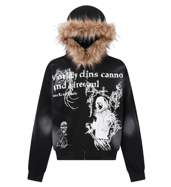 Y2K Fur Zip Up Hoodie