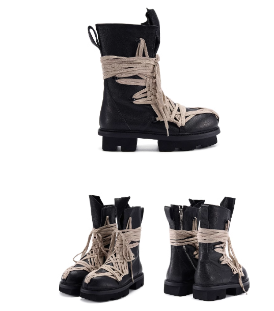 Rick Owens “Bogun” Wrap-Lace Boots