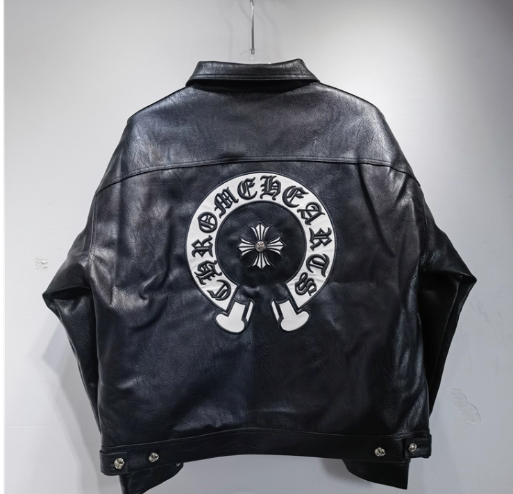 Chrome Hearts Back Embroidered Leather Jacket