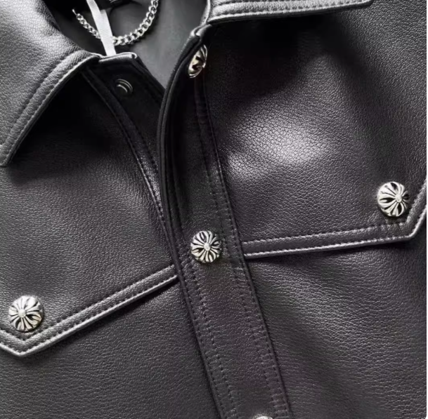 Chrome Hearts Sleeve Embossed Leather Jacket