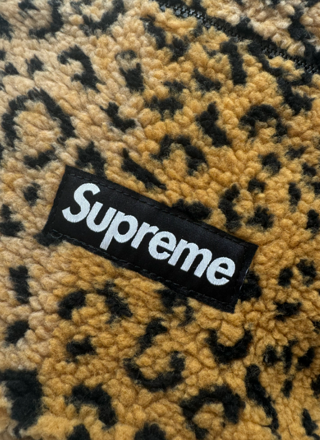 17FW Supreme Leopard Fleece Backpack Bag