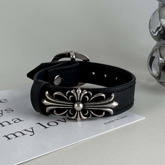 Chrome Hearts Embossed Leather Bracelet