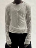 NoFaithStudios Buttoned Fitted Crew Neck Tshirt