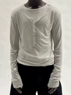 NoFaithStudios Buttoned Fitted Crew Neck Tshirt