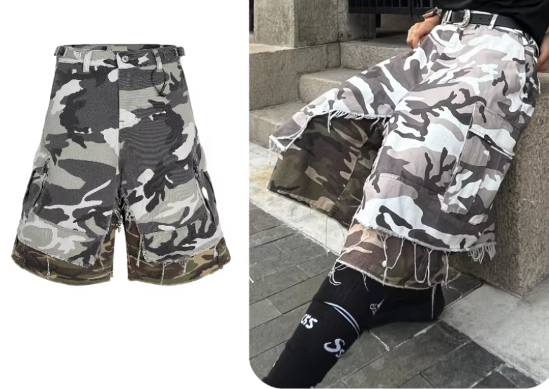 Opium Double Layer Camo Jorts