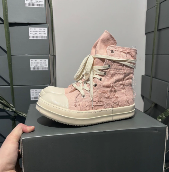 Rick Owens DRKSHDW Pink Distressed Hi Top