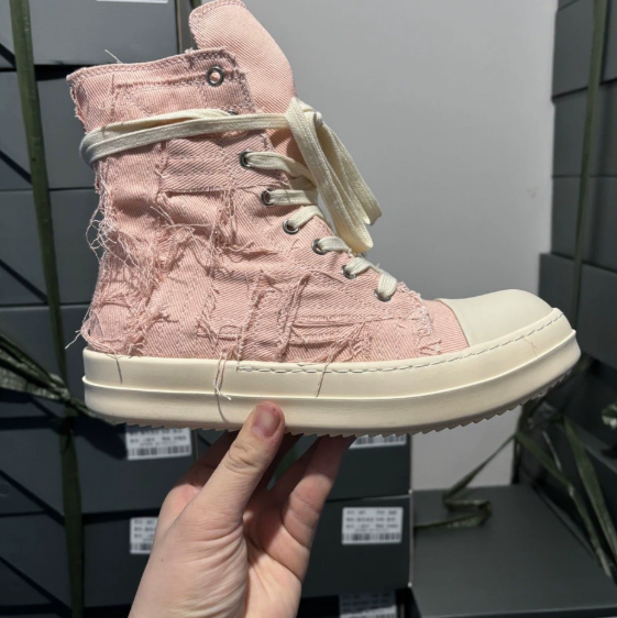 Rick Owens DRKSHDW Pink Distressed Hi Top