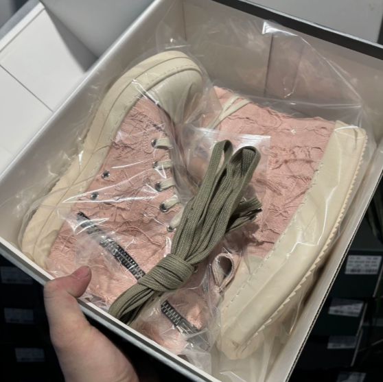 Rick Owens DRKSHDW Pink Distressed Hi Top