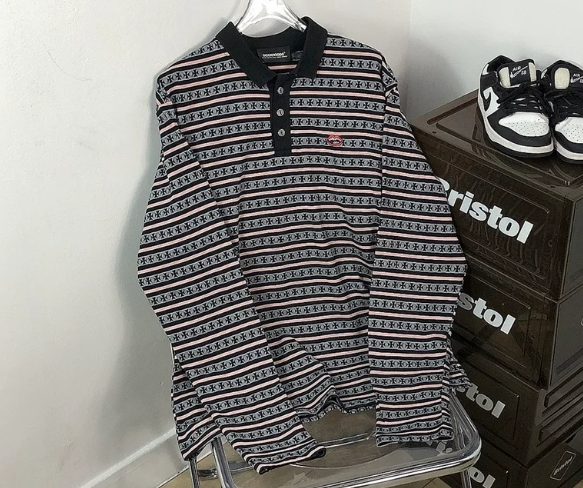 Chrome Hearts Striped Polo Tshirt