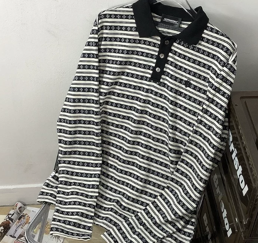 Chrome Hearts Striped Polo Tshirt