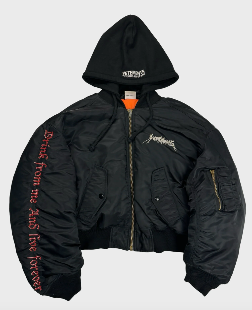 Vetements Total Fucking Darkness CROPPED Bomber Jacket