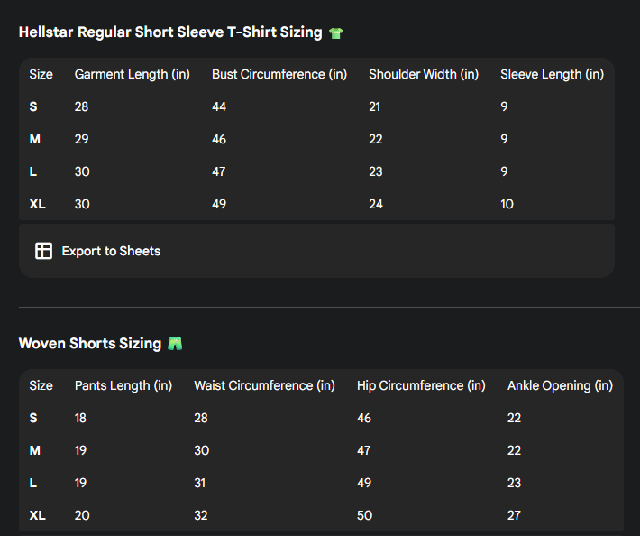 Hellstar Tee and Short Set