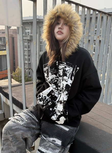 Y2K Fur ZipUp Hoodie